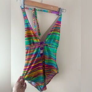 Y2K colorful Allen B. One Piece Swim Suit Size 8